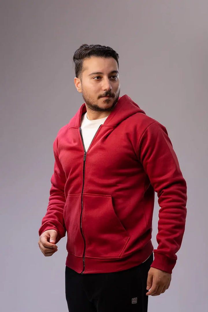 Nine Store zip-up hoodie in premium cotton, front view