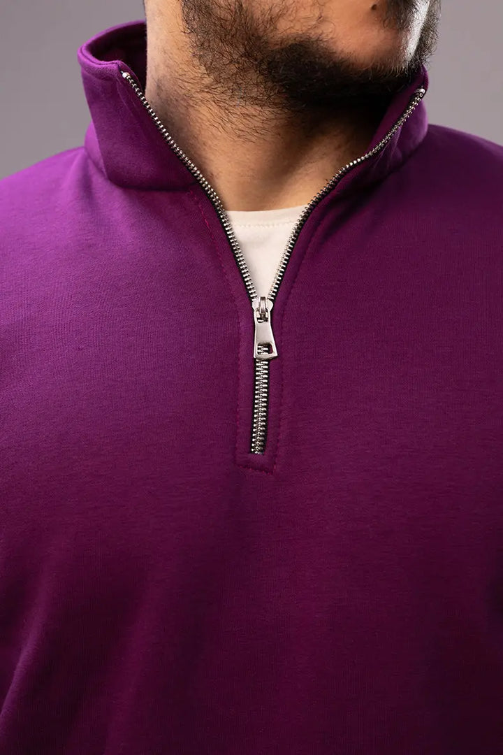 Nine Store half-zip sweatshirt in premium cotton blend, front view