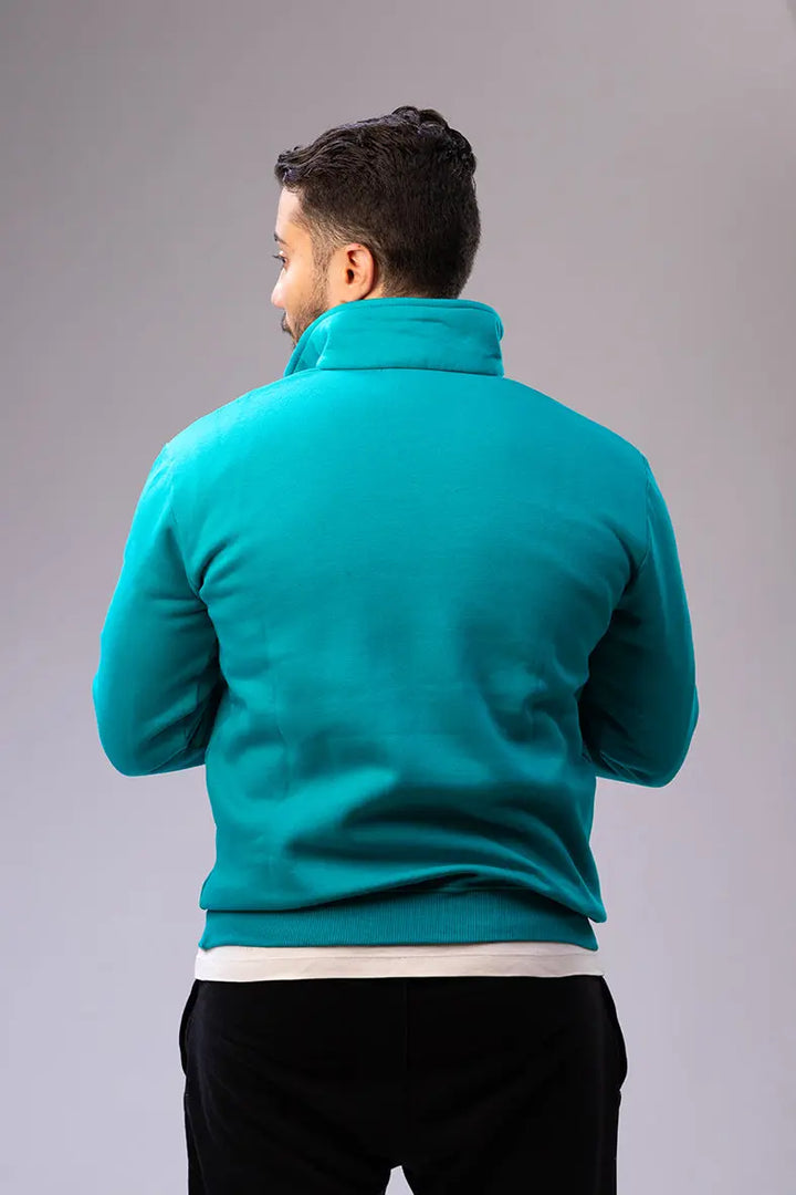 Nine Store half-zip sweatshirt in premium cotton blend, front view