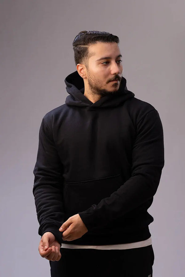 Side view of Nine Store pullover hoodie, casual streetwear style