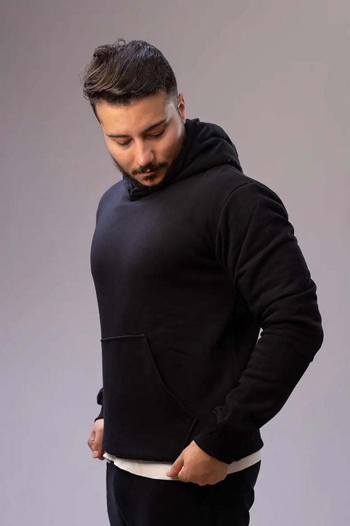 Side view of Nine Store pullover hoodie, casual streetwear style