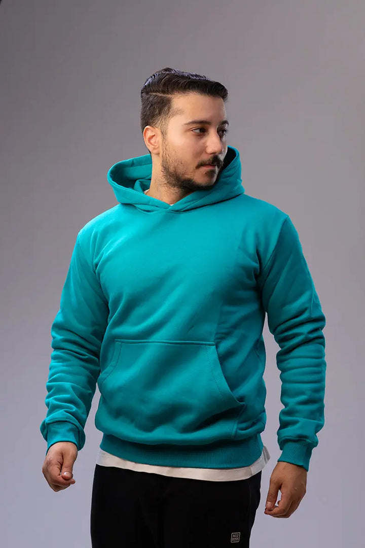 Side view of Nine Store pullover hoodie, casual streetwear style
