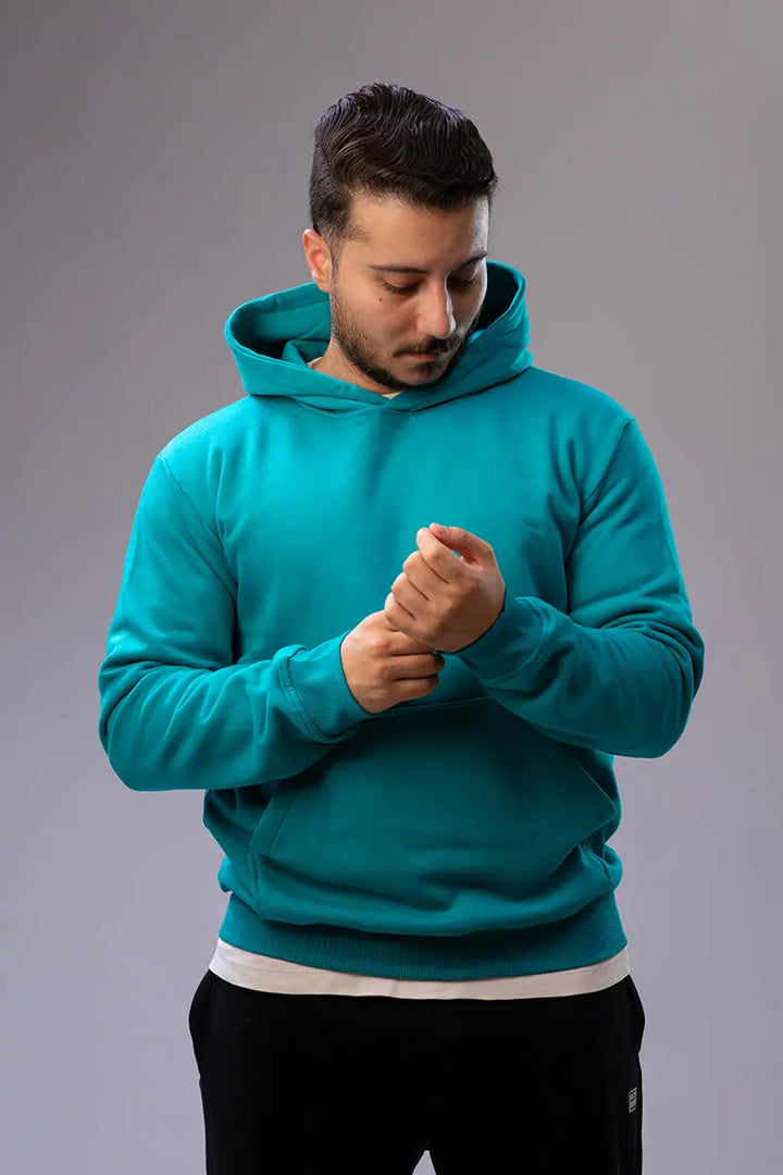 Side view of Nine Store pullover hoodie, casual streetwear style