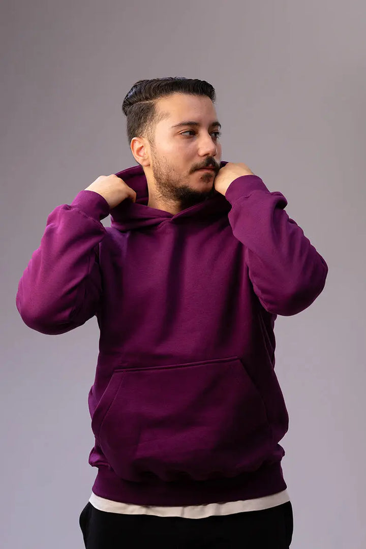 Side view of Nine Store pullover hoodie, casual streetwear style