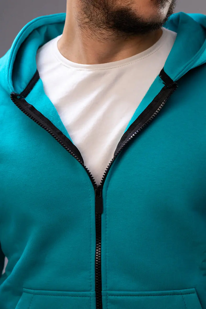 Nine Store zip-up hoodie in premium cotton, front view